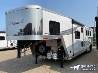 New 2023 Merhow Trailers 3 Horse 14' Living Quarters Slideout Horse Trailer
