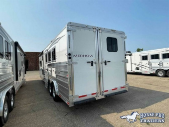 New 2023 Merhow Trailers 3 Horse 14' Living Quarters Slideout Horse Trailer