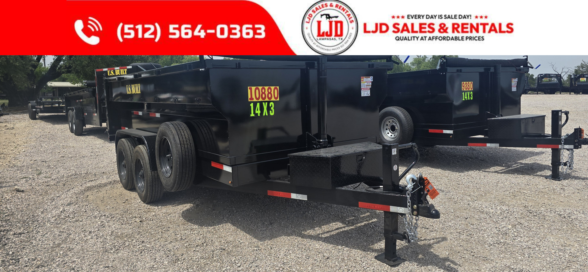 New 2025 US Built - Dump Trailer 14 x 3 - 20K GVWR - 18 Ply Tires