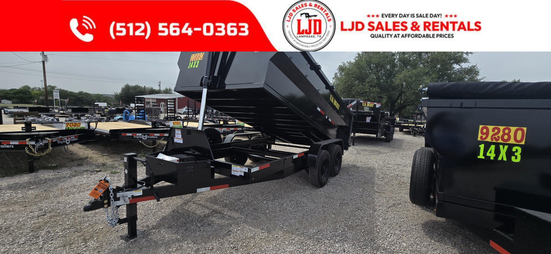 New 2025 US Built - Dump Trailer 14 x 3 - 20K GVWR - 18 Ply Tires