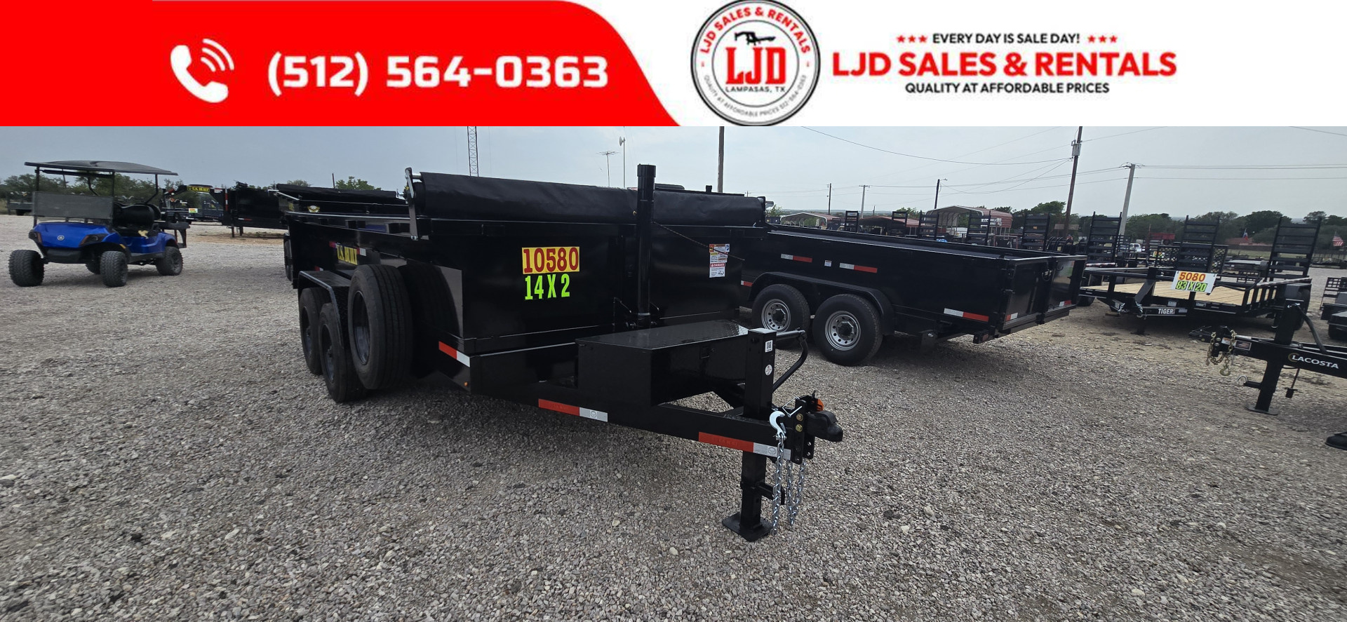 New 2025 US Built - Dump Trailer 14'x2' - 20K GVWR - Tarp - 18 Ply Tires - Tarp - Spare
