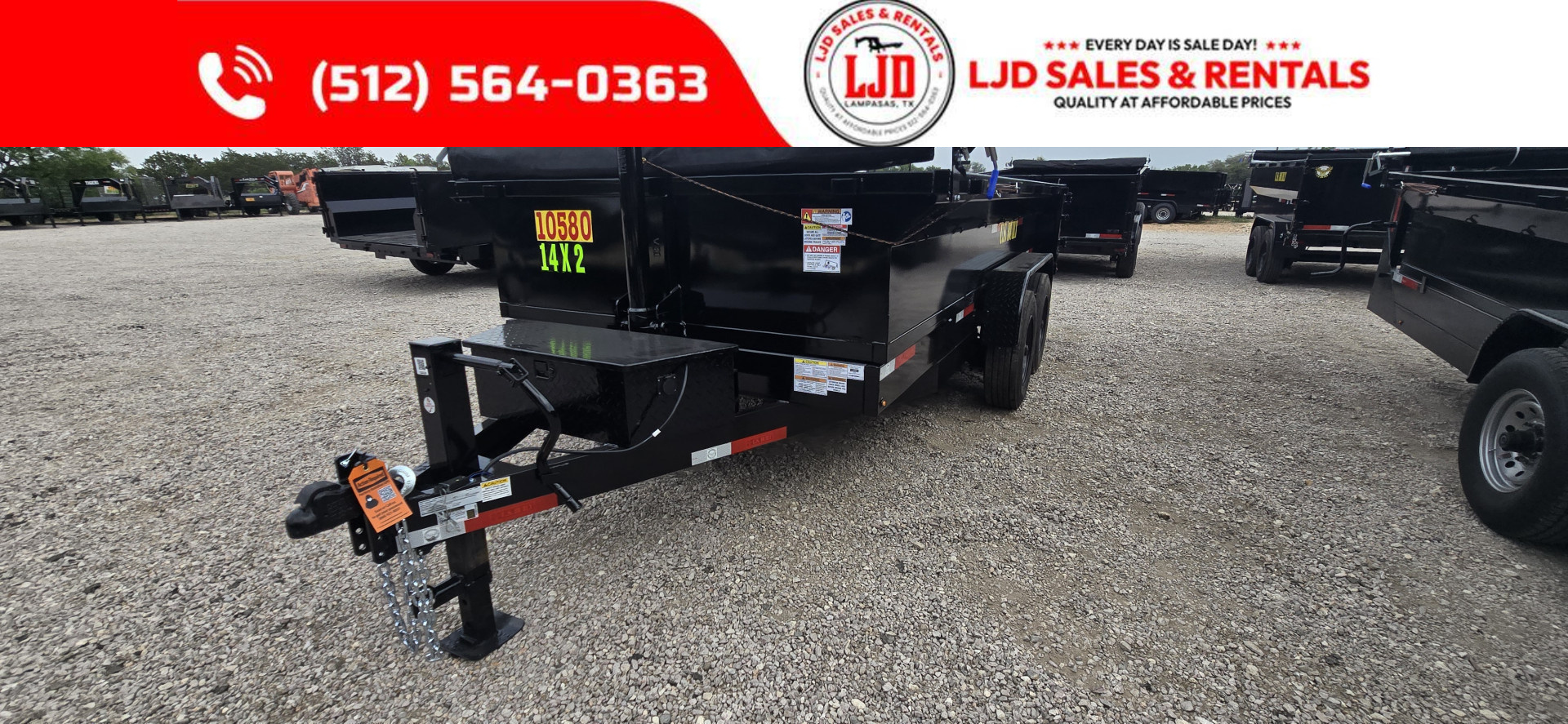 New 2025 US Built - Dump Trailer 14'x2' - 20K GVWR - Tarp - 18 Ply Tires - Tarp - Spare