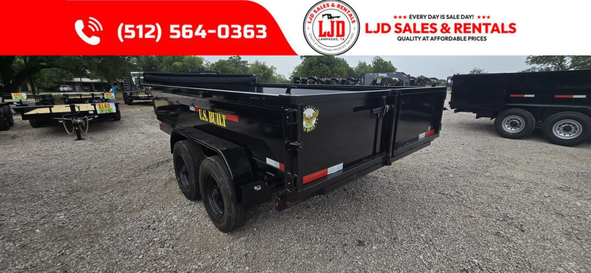 New 2025 US Built - Dump Trailer 14'x2' - 20K GVWR - Tarp - 18 Ply Tires - Tarp - Spare