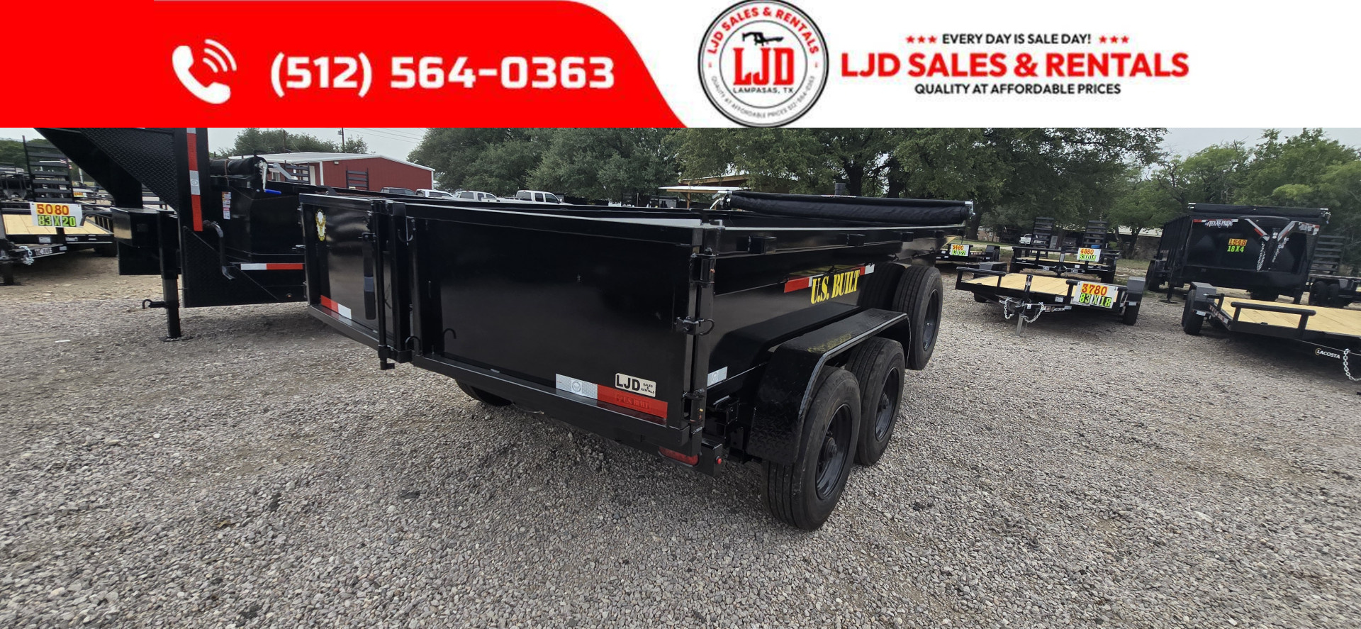 New 2025 US Built - Dump Trailer 14'x2' - 20K GVWR - Tarp - 18 Ply Tires - Tarp - Spare