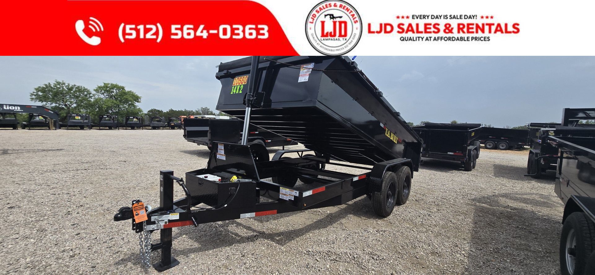 New 2025 US Built - Dump Trailer 14'x2' - 20K GVWR - Tarp - 18 Ply Tires - Tarp - Spare