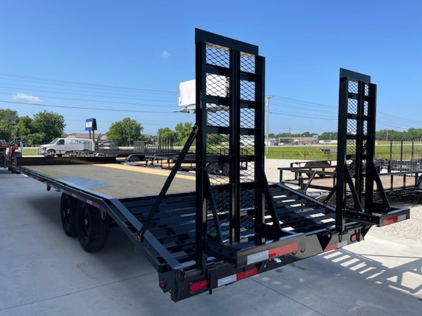 New 2025 TOP HAT 24'X102 DECKOVER BUMPER PULL EQUIPMENT TRAILER, 4' DOVETAIL, (2)7000lb TANDEM AXLES, 14,000lb. GVWR, FOLD UP RAMPS