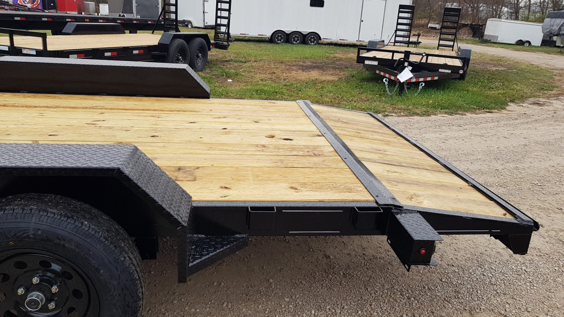 New 2025 M.E.B 7x18 Wood Deck Open Auto Hauler 7000#