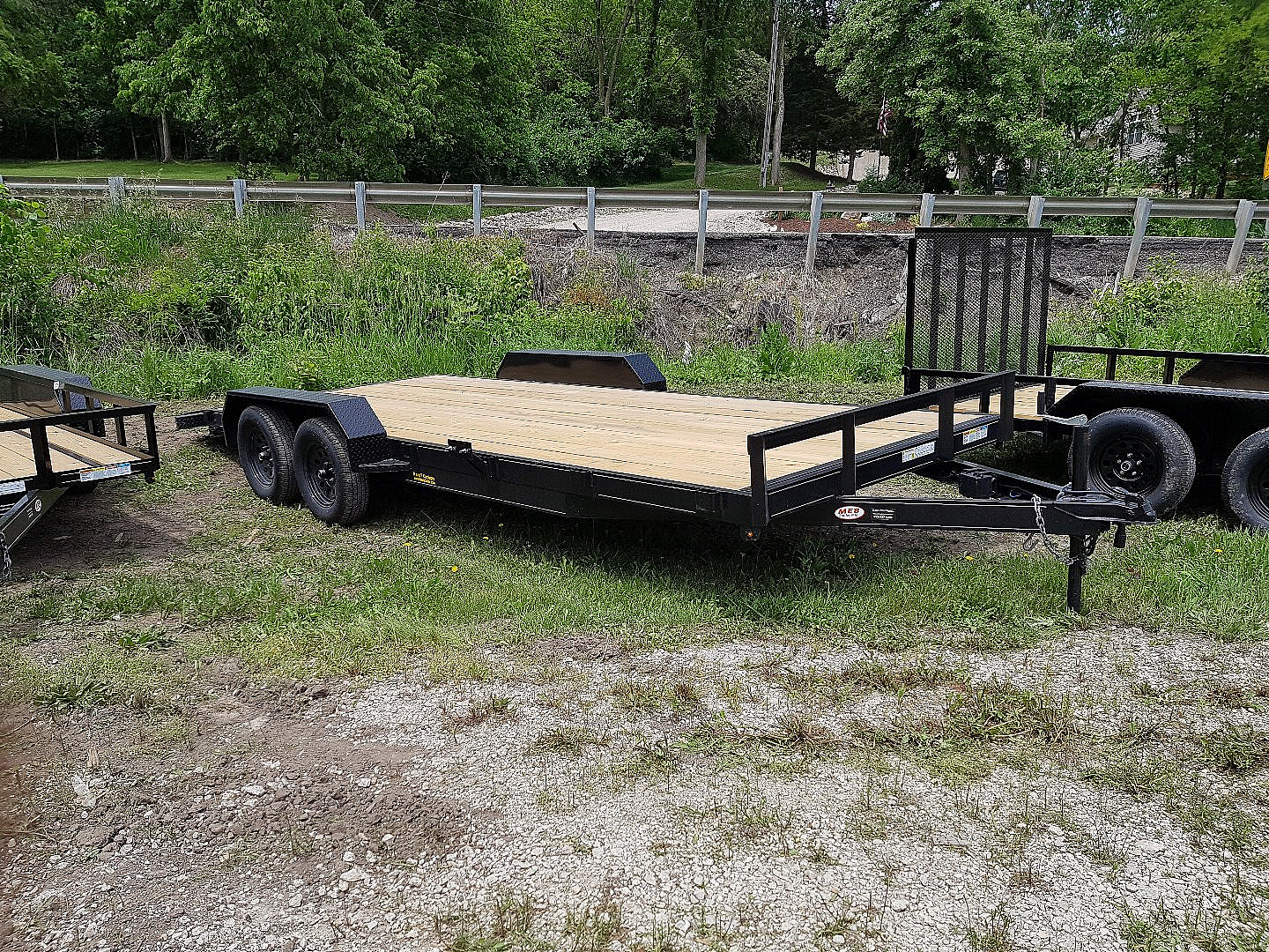 New 2025 M.E.B 7x18 Wood Deck Open Auto Hauler 7000#