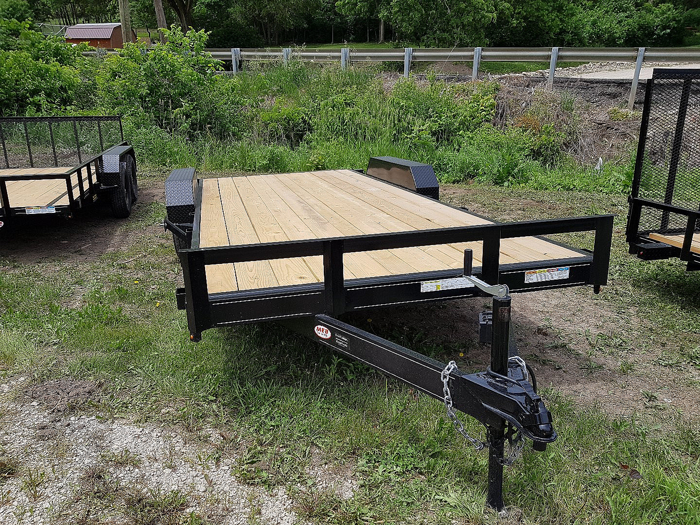 New 2025 M.E.B 7x18 Wood Deck Open Auto Hauler 7000#