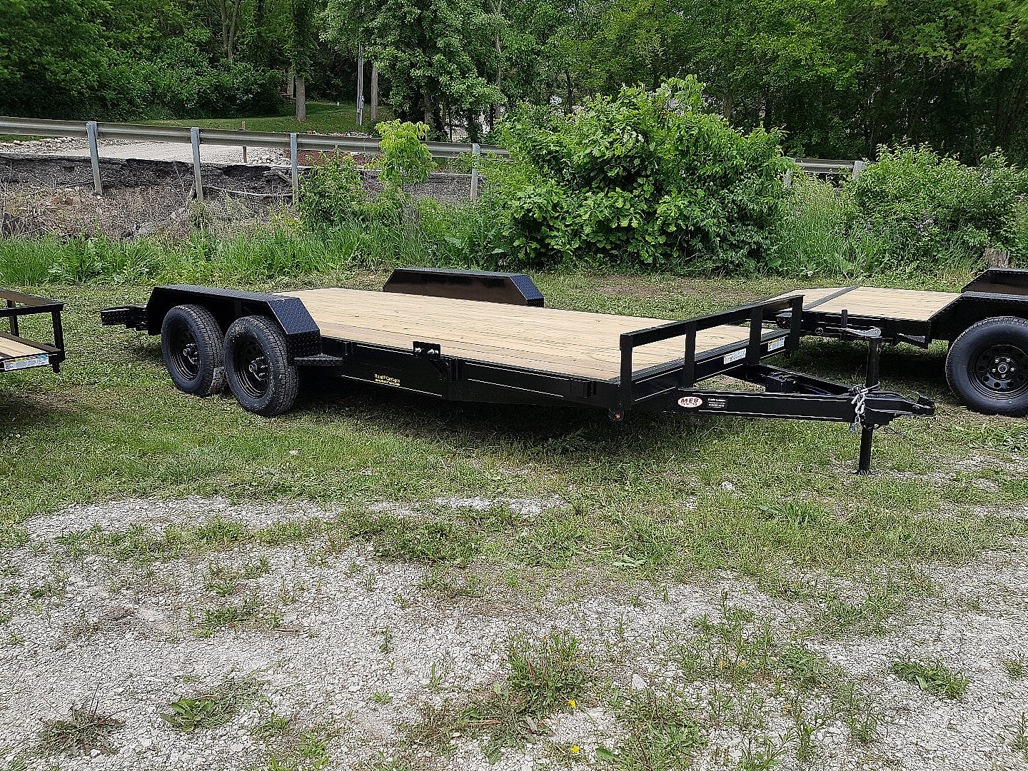 New 2025 M.E.B 7x18 Wood Deck Open Auto Hauler 7000#