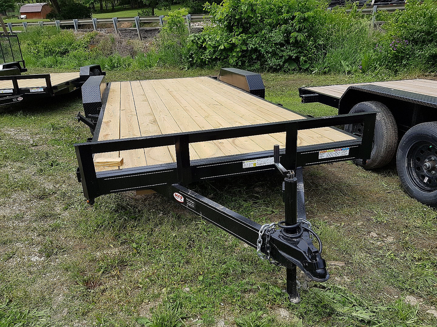 New 2025 M.E.B 7x18 Wood Deck Open Auto Hauler 7000#