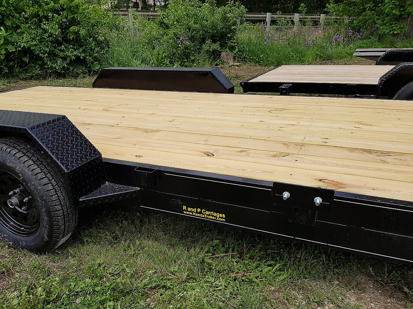 New 2025 M.E.B 7x18 Wood Deck Open Auto Hauler 7000#