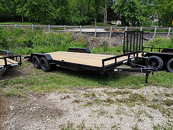 New 2025 M.E.B 7x18 Wood Deck Open Auto Hauler 7000#
