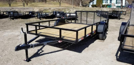 New 2025 MEB 77x12 Angle Iron Utility Trailer w/Dovetail &30  Ramp