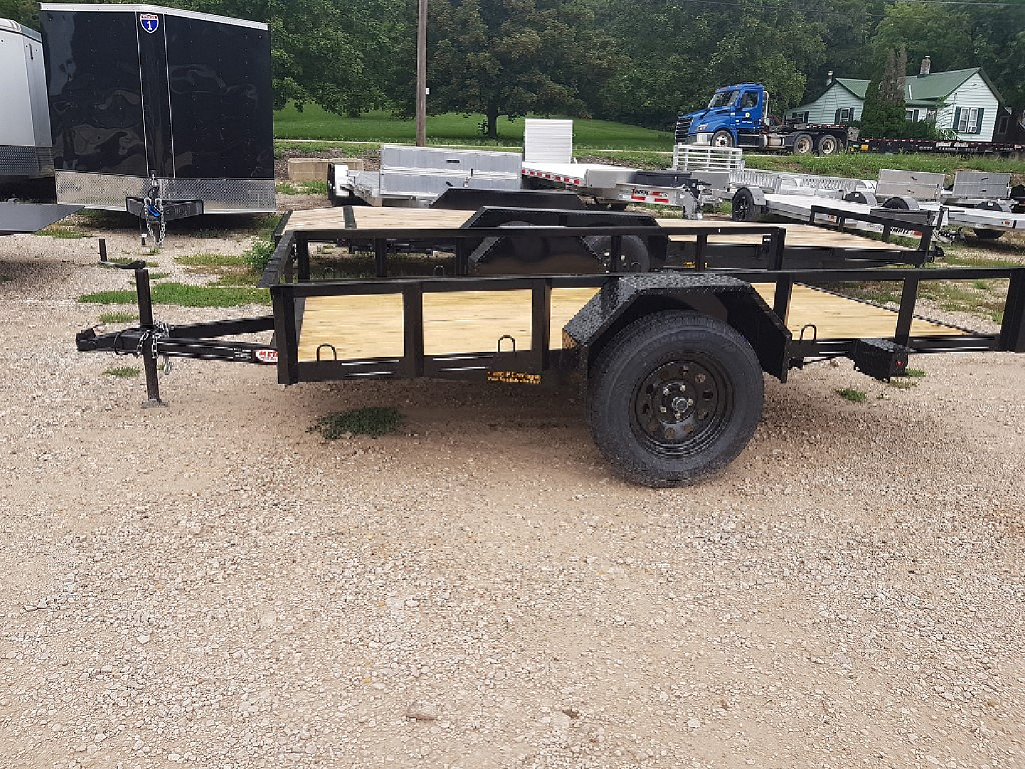 New 2025 MEB 77 x10 Angle Iron Tilt Utility Trailer w/Board Holders