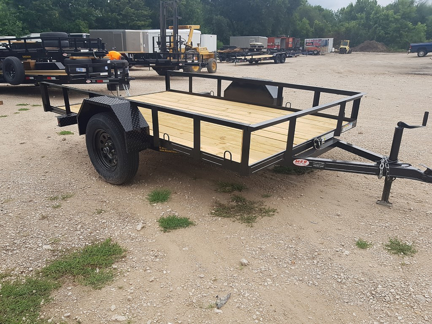 New 2025 MEB 77 x10 Angle Iron Tilt Utility Trailer w/Board Holders