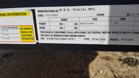 New 2025 MEB 5x10 Pipetop Utility Trailer W/Ramp