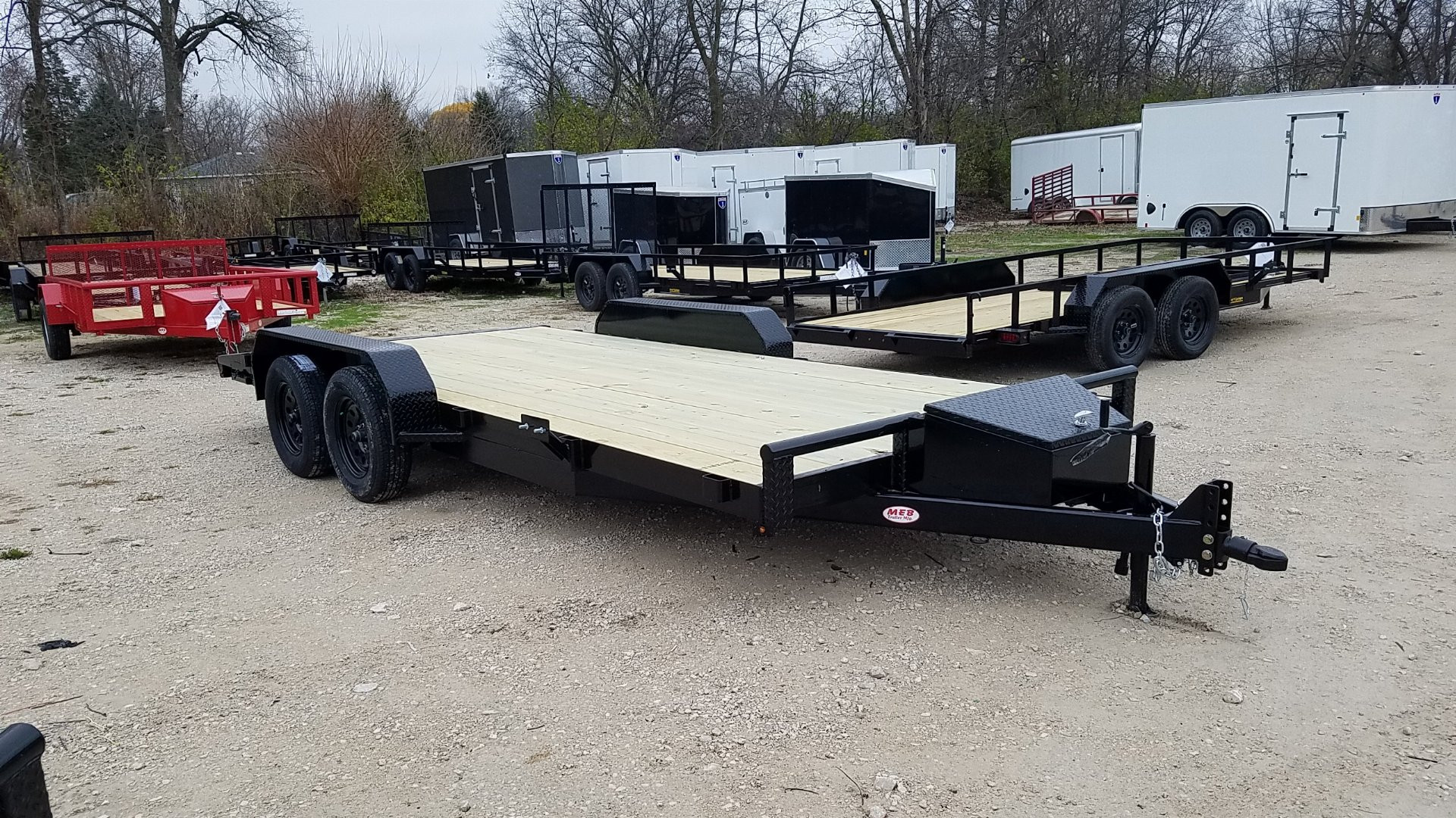 New 2025 MEB 7x18 Open Wood Deck Auto Hauler Car / Racing Trailer
