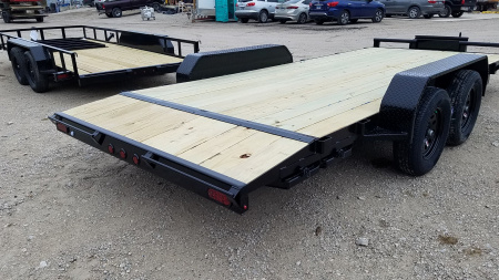 New 2025 MEB 7x18 Open Wood Deck Auto Hauler Car / Racing Trailer