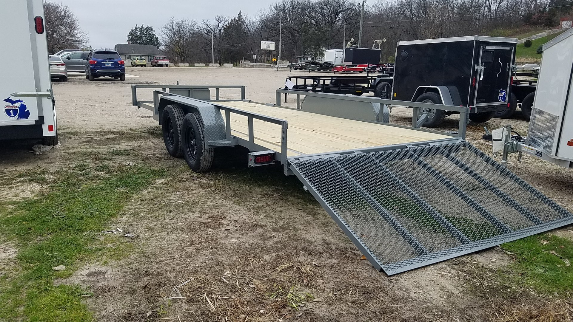 New 2025 MEB 82" x 18 ATV Trailer w/Side Load and Rear Ramps Utility Trailer