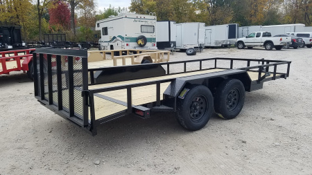 New 2026 MEB 77x16 W/ Ramp & Dovetail utility Trailer