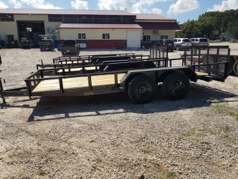 New 2026 MEB 77x16 W/ Ramp & Dovetail utility Trailer