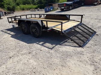 New 2026 MEB 77x16 W/ Ramp & Dovetail utility Trailer