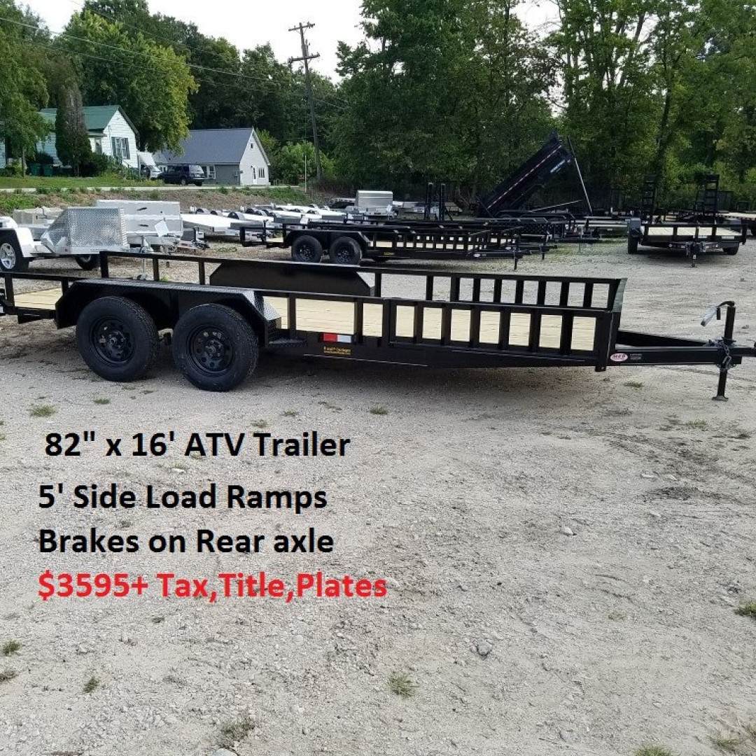 New 2026 MEB 82"x16 ATV Trailer w/Side Load Ramps Utility Trailer7K