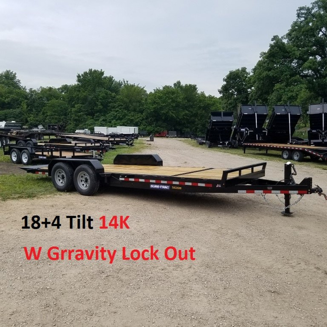 New 2024 SURE-TRAC 7x18+4 Equipment Trailer w/ Gravity Lock Valve