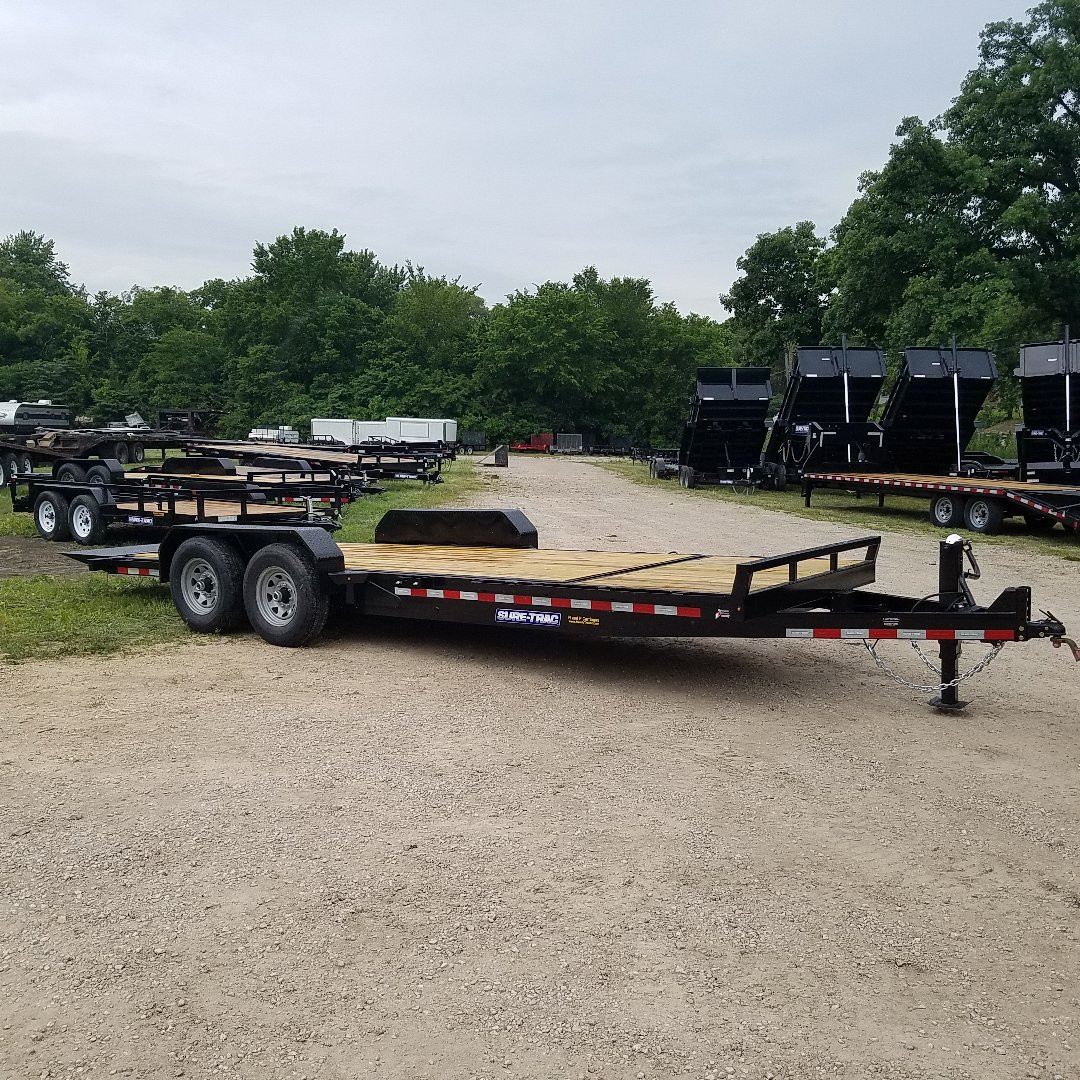 New 2024 SURE-TRAC 7x18+4 Equipment Trailer w/ Gravity Lock Valve
