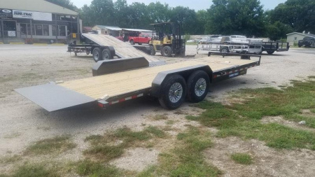 New 2024 SURE-TRAC 7x18+4 Equipment Trailer w/ Gravity Lock Valve