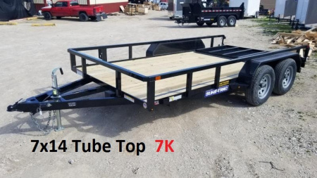 New 2024 Sure-Trac 7x14 Tube Top Utility Trailer w/Gate 7k