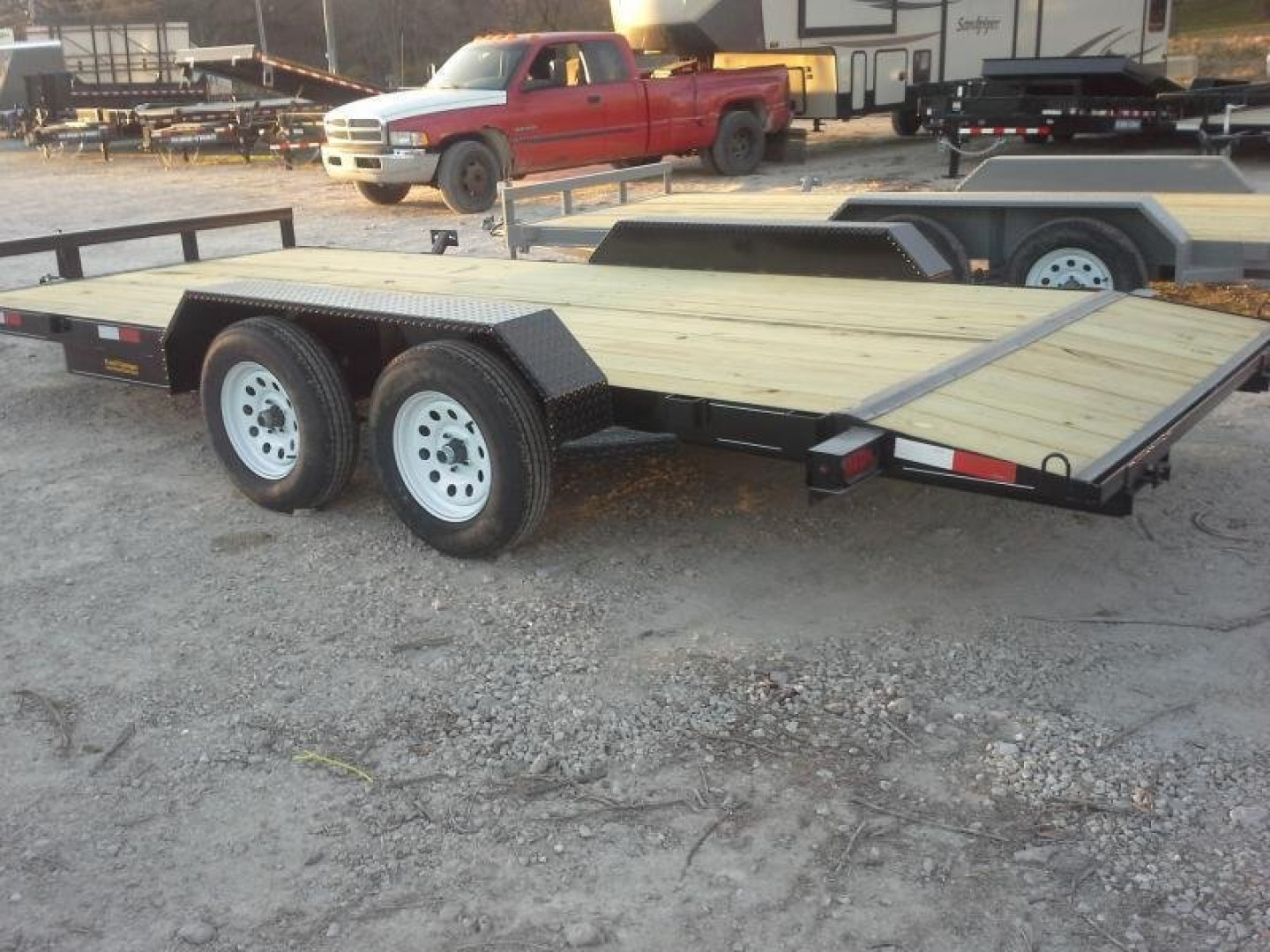 New 2024 M.E.B 7x20 Wood Deck Open Auto Hauler 7000#
