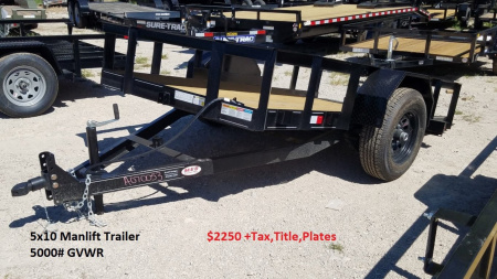 New 2025 OTHER 5x10 Tilt Manlift Trailer 5K