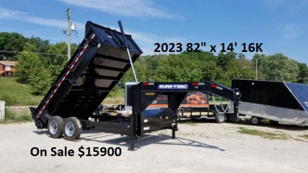 New 2023 Sure-Trac 82x14 Gooseneck Telescopic Dump Trailer 16k