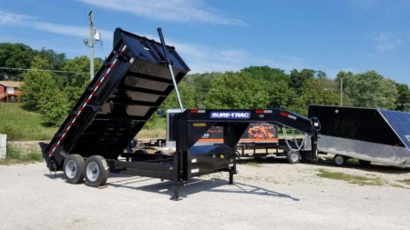 New 2023 Sure-Trac 82x14 Gooseneck Telescopic Dump Trailer 16k