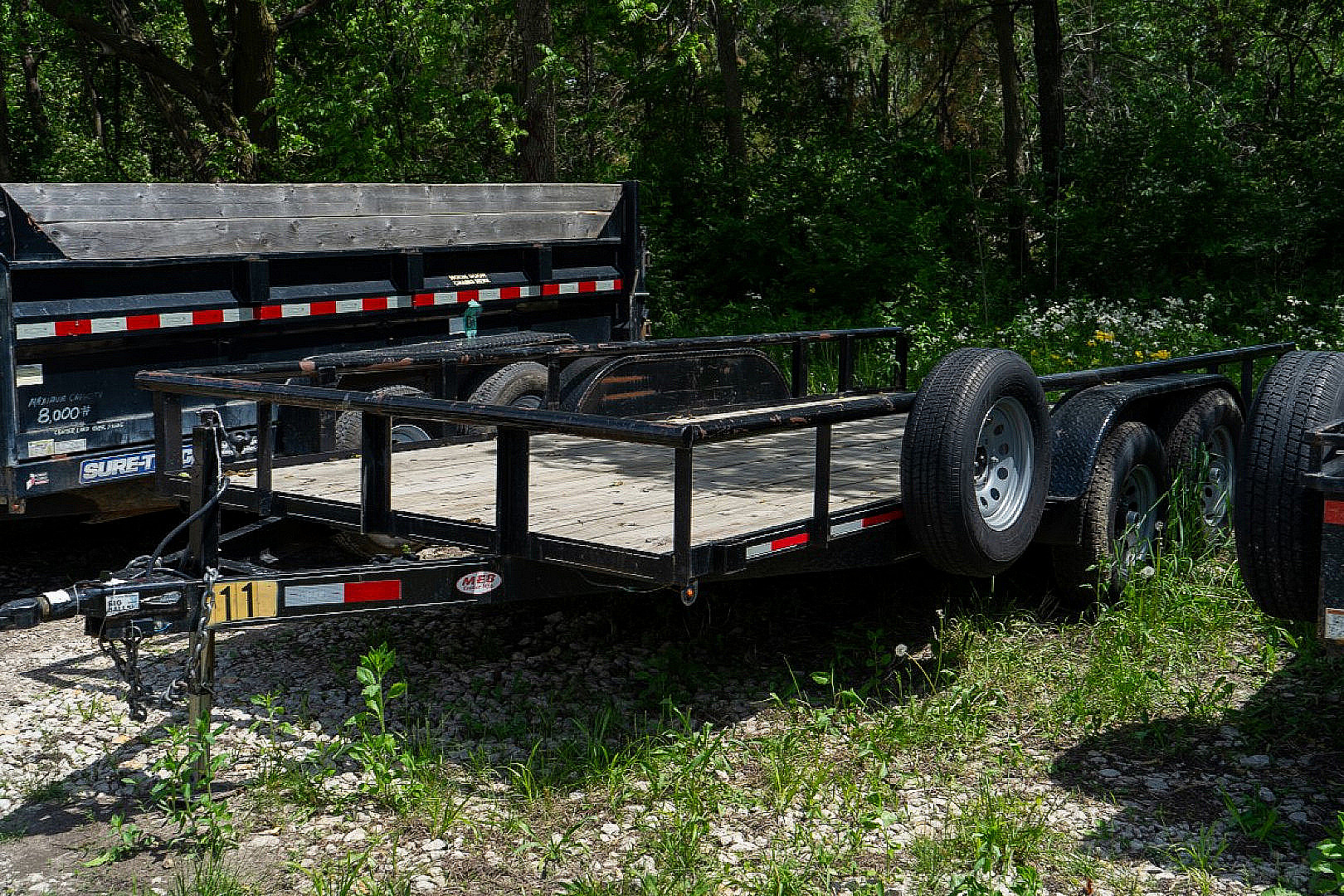 Used FOR RENT ONLY #11 77x16 M.E.B. Utility Trailer w/Ramps