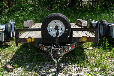 Used FOR RENT ONLY #13 7x18 M.E.B Open Car Hauler w/Slide Out Ramps