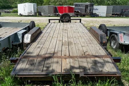 Used FOR RENT ONLY #13 7x18 M.E.B Open Car Hauler w/Slide Out Ramps