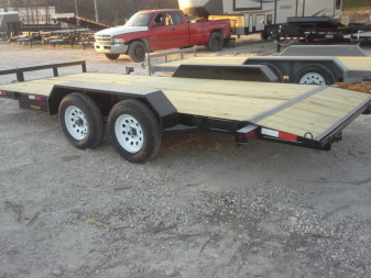 New 2025 M.E.B 7x18 Wood Deck Open Auto Hauler 7000#