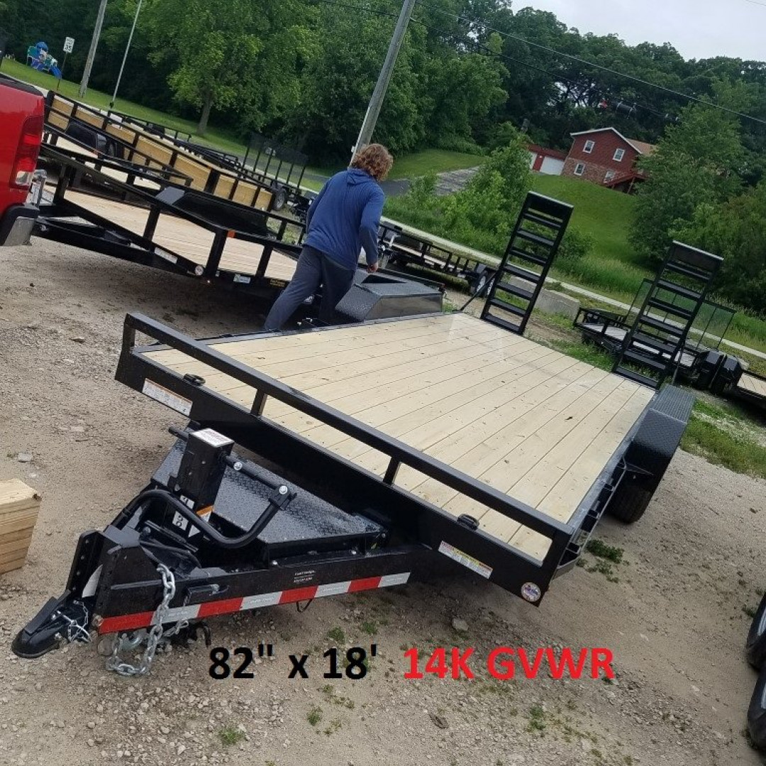 New 2024 SURE-TRAC 7x18 Wood Deck Equipment Trailer