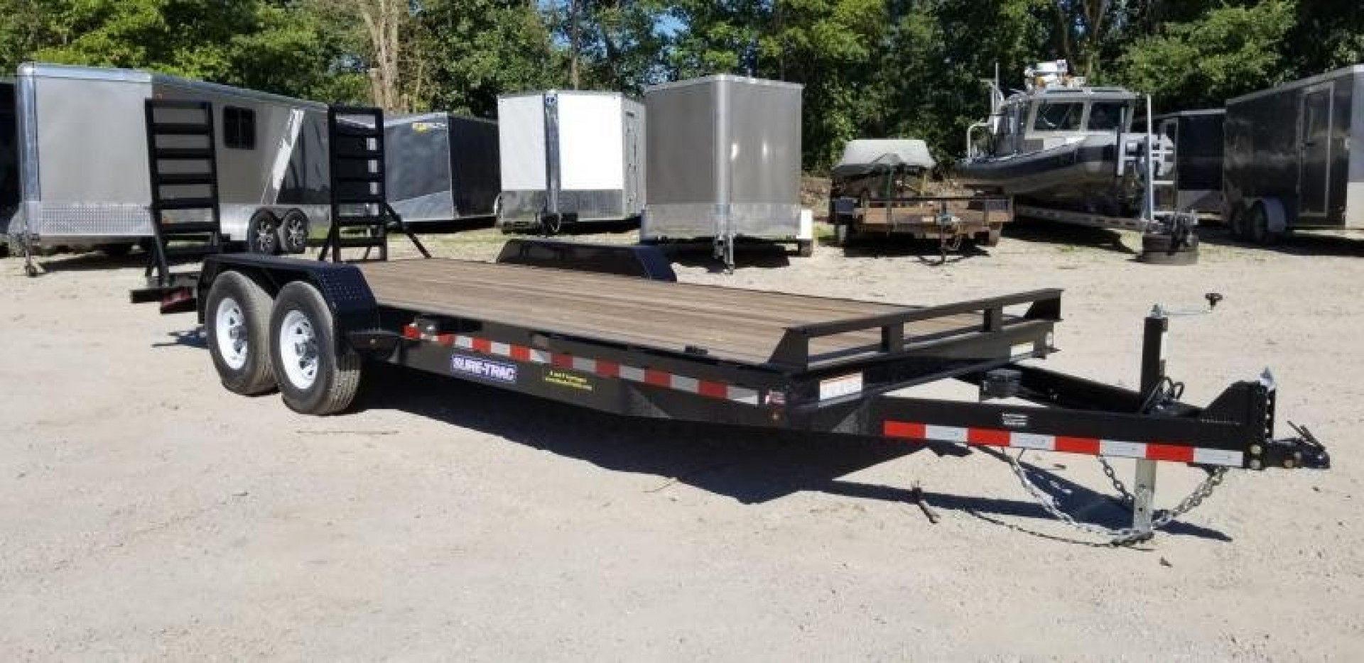New 2024 SURE-TRAC 7x18 Wood Deck Equipment Trailer