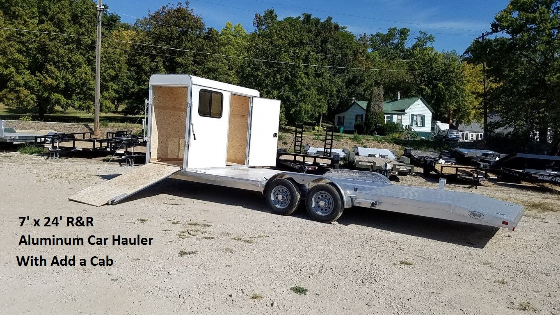 New 2025 R&R 7x24 Aluminum Car Trailer Wide Front 7K W/Add a cab
