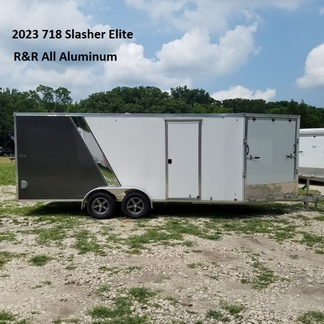Used 2023 R&R 7x18 All Aluminum Drive Thru Snowmobile Trailer