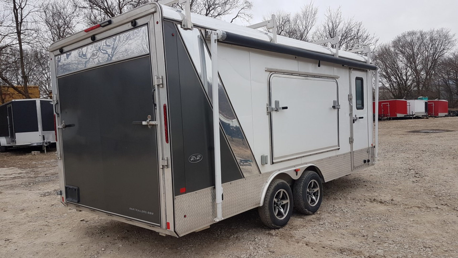 Used 2019 R&R 8.5 x 18 VDCP Aluminum Enclosed Toy Hauler Cargo Trailer