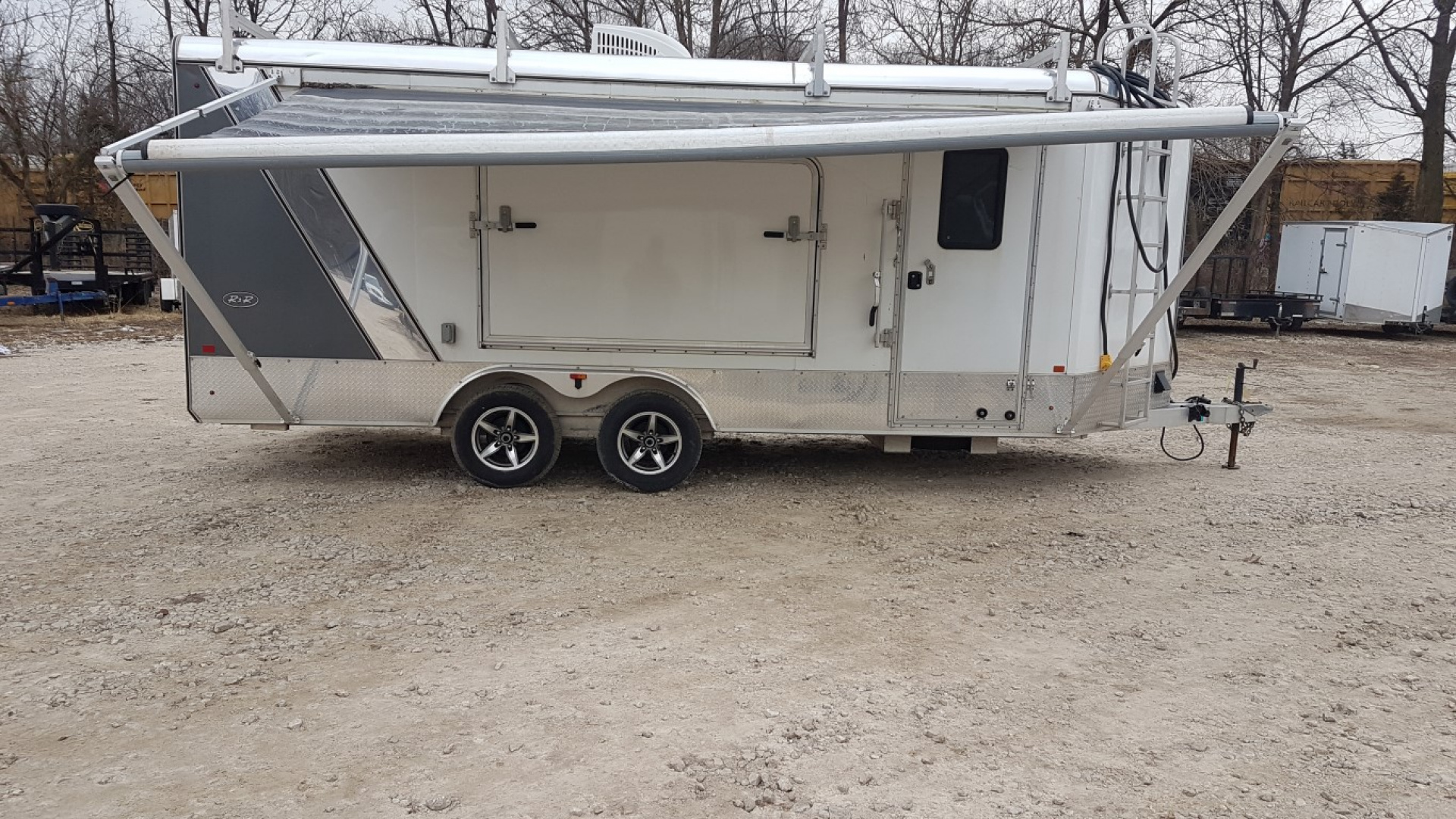 Used 2019 R&R 8.5 x 18 VDCP Aluminum Enclosed Toy Hauler Cargo Trailer