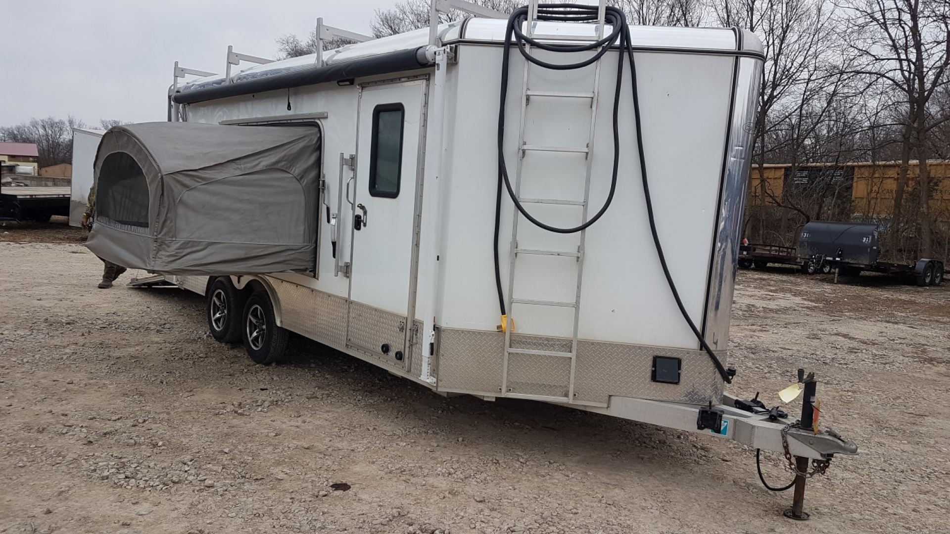 Used 2019 R&R 8.5 x 18 VDCP Aluminum Enclosed Toy Hauler Cargo Trailer