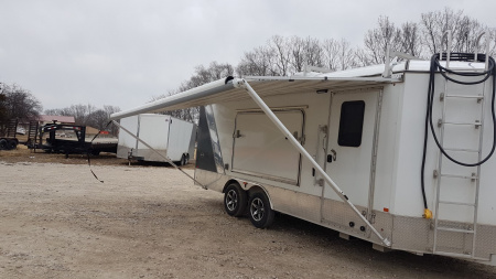 Used 2019 R&R 8.5 x 18 VDCP Aluminum Enclosed Toy Hauler Cargo Trailer