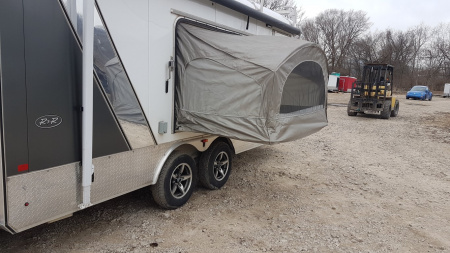 Used 2019 R&R 8.5 x 18 VDCP Aluminum Enclosed Toy Hauler Cargo Trailer