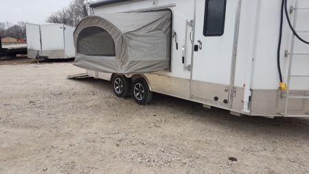 Used 2019 R&R 8.5 x 18 VDCP Aluminum Enclosed Toy Hauler Cargo Trailer